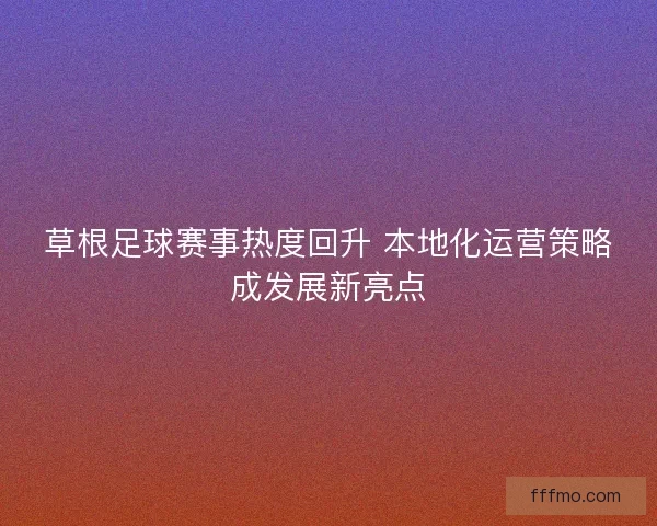草根足球赛事热度回升 本地化运营策略成发展新亮点